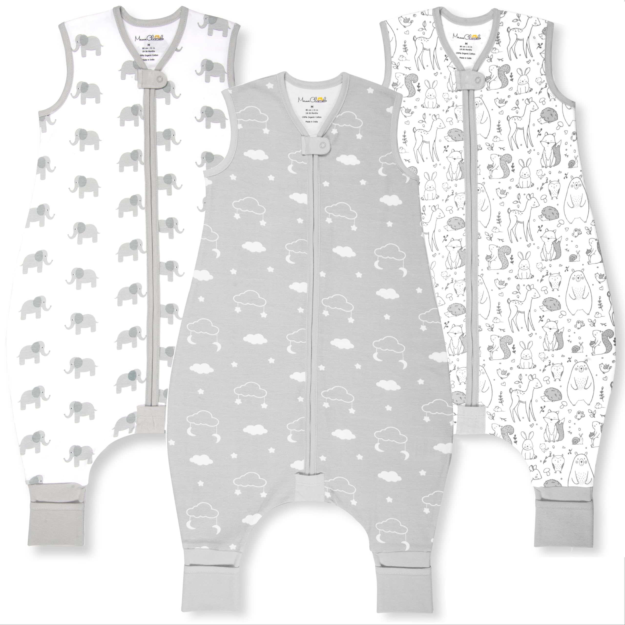 Mama Cheetah toddler sleep sack with feet 0.5 TOG for breathable warmth