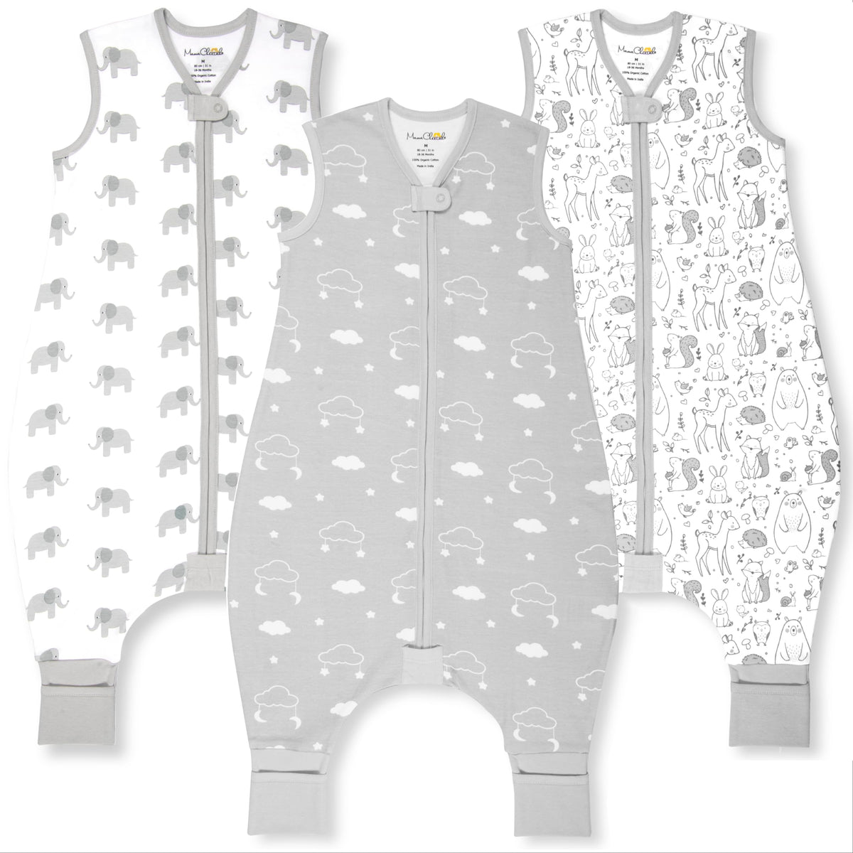 Mama Cheetah toddler sleep sack with feet 0.5 TOG for breathable warmth