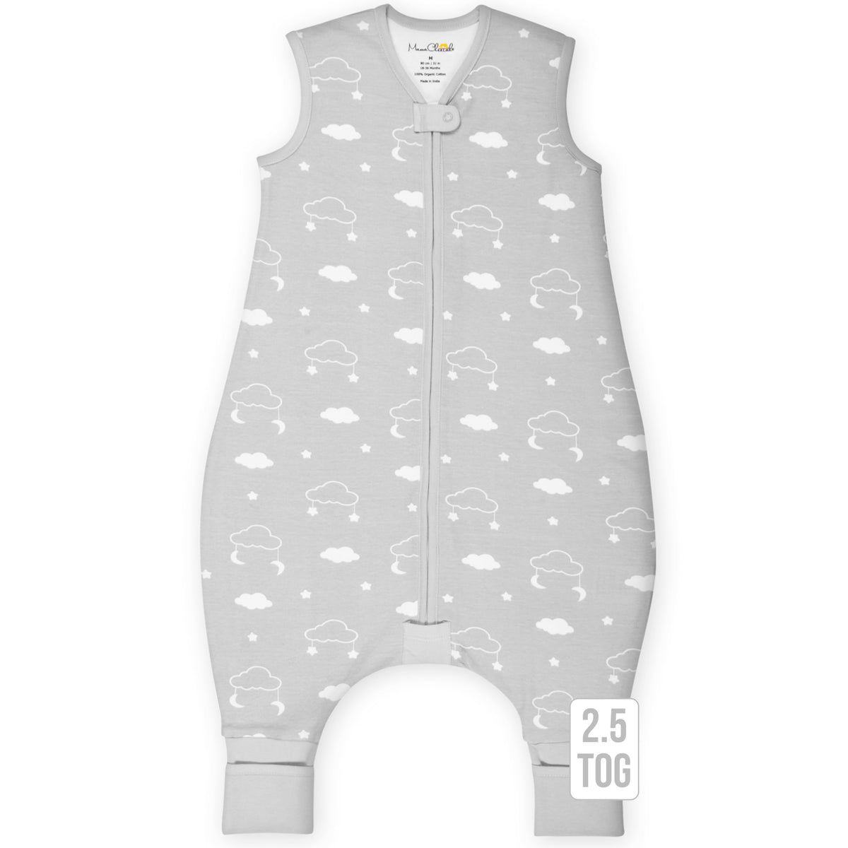 Mama Cheetah toddler sleep sack with feet shows 2.5 TOG warmth for cool nights.