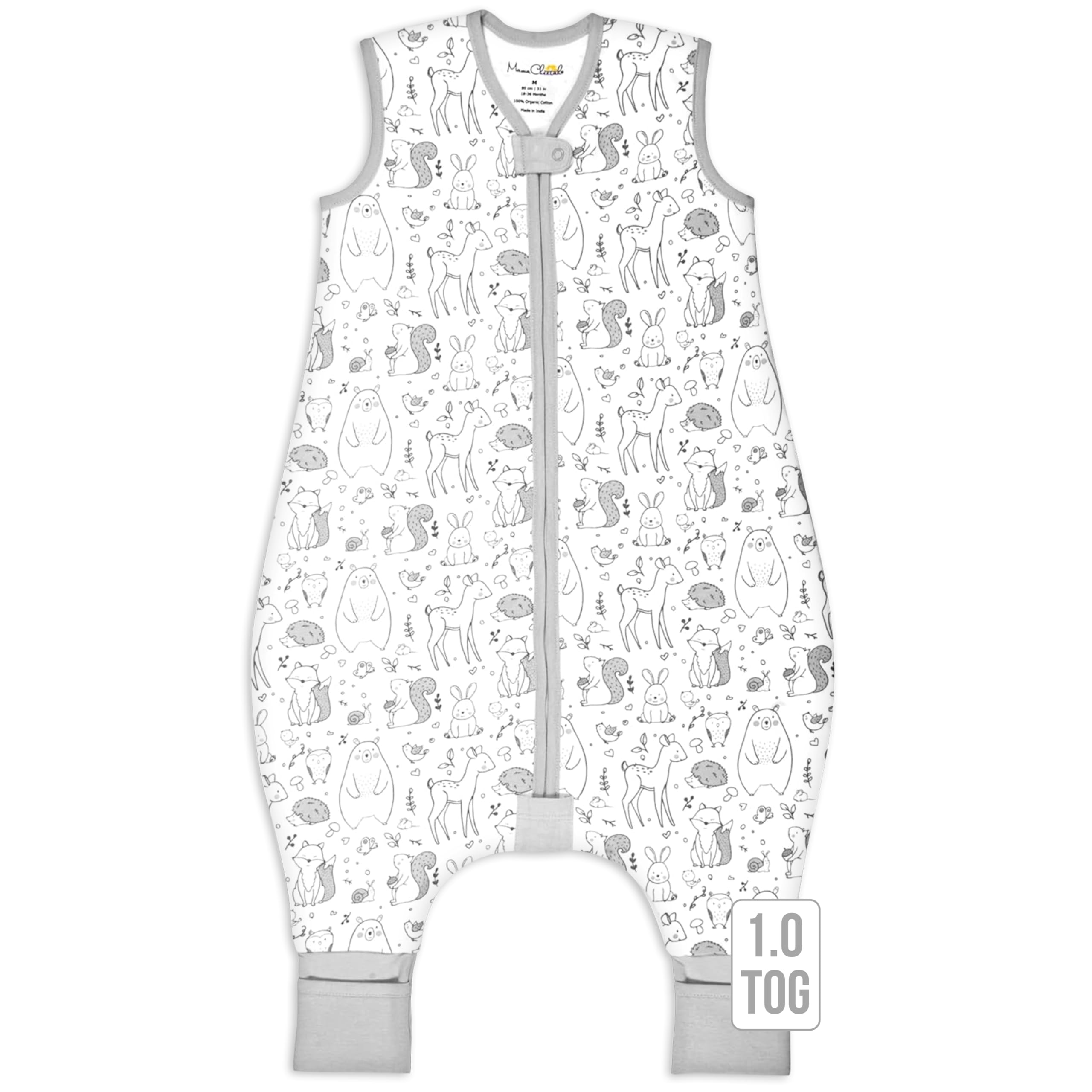 Mama Cheetah Toddler Sleep Sack with Feet front view showing cozy warmth