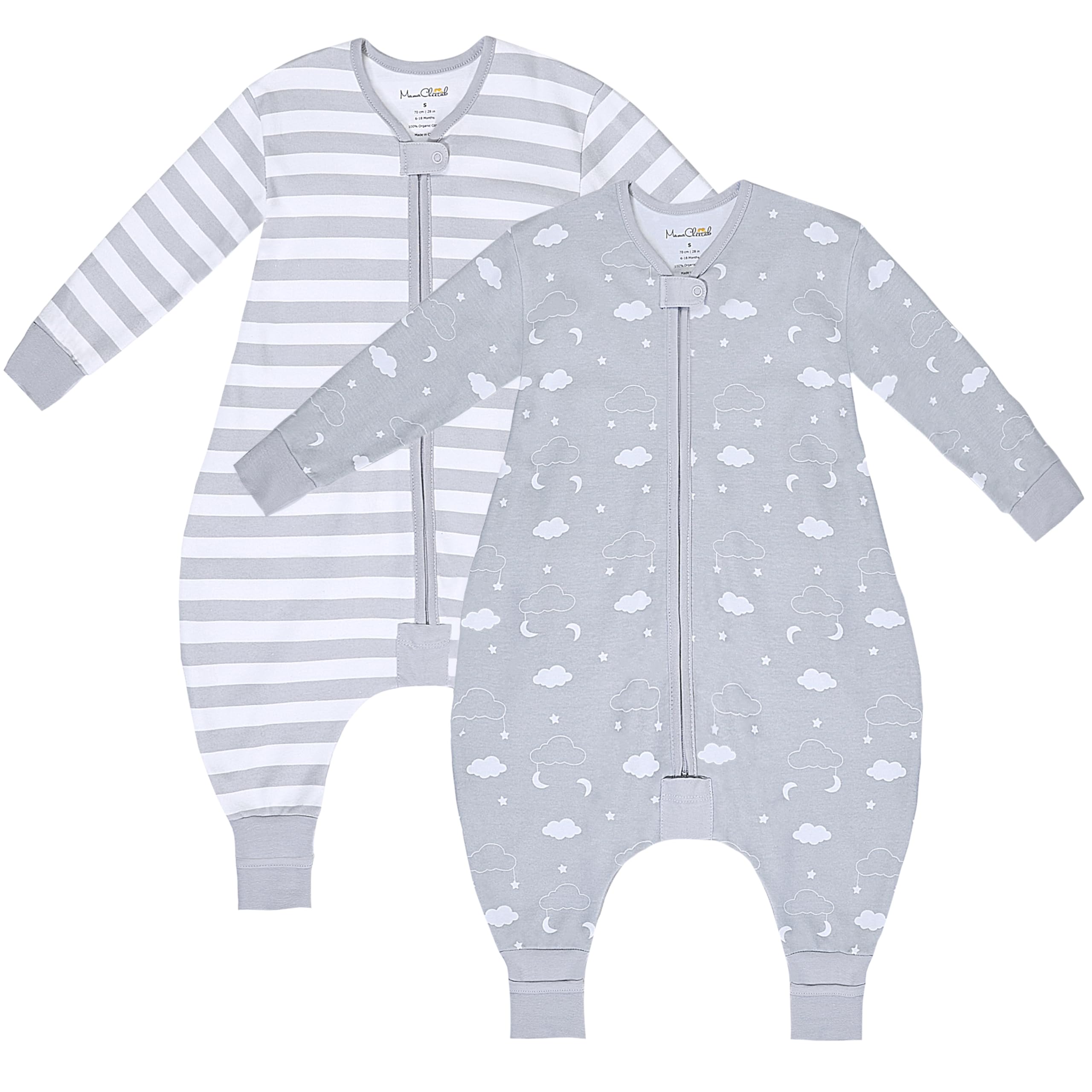 Mama Cheetah toddler sleep sack with feet and long sleeves for cozy warmth