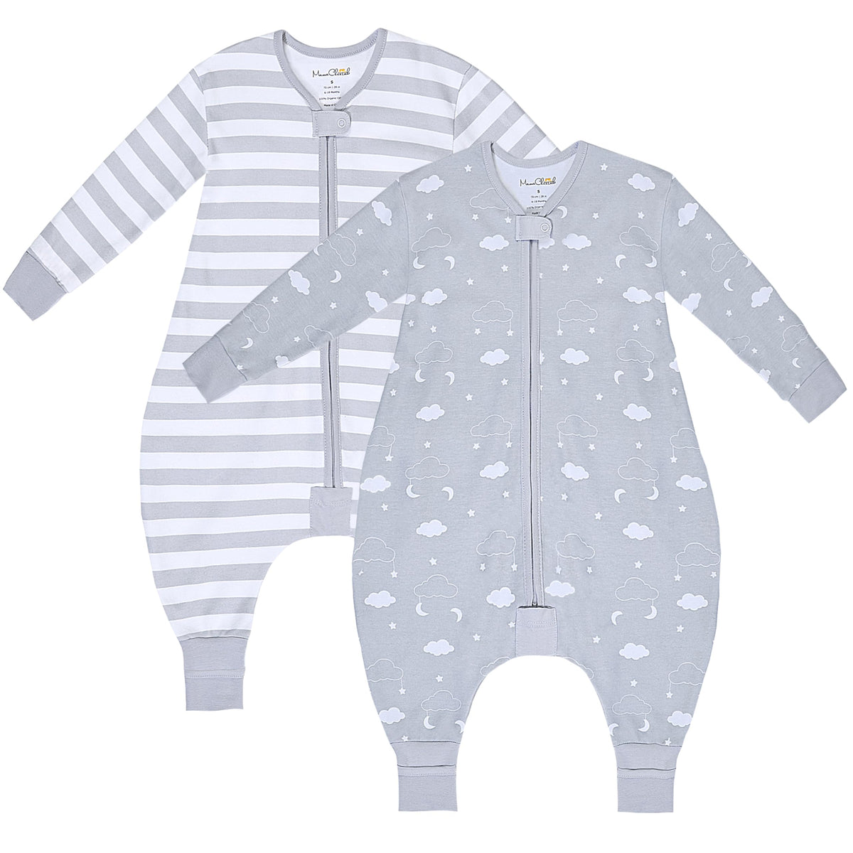 Mama Cheetah sleep sack with feet and long sleeves for cozy warmth.