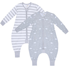 Mama Cheetah sleep sack with feet and long sleeves for cozy warmth.
