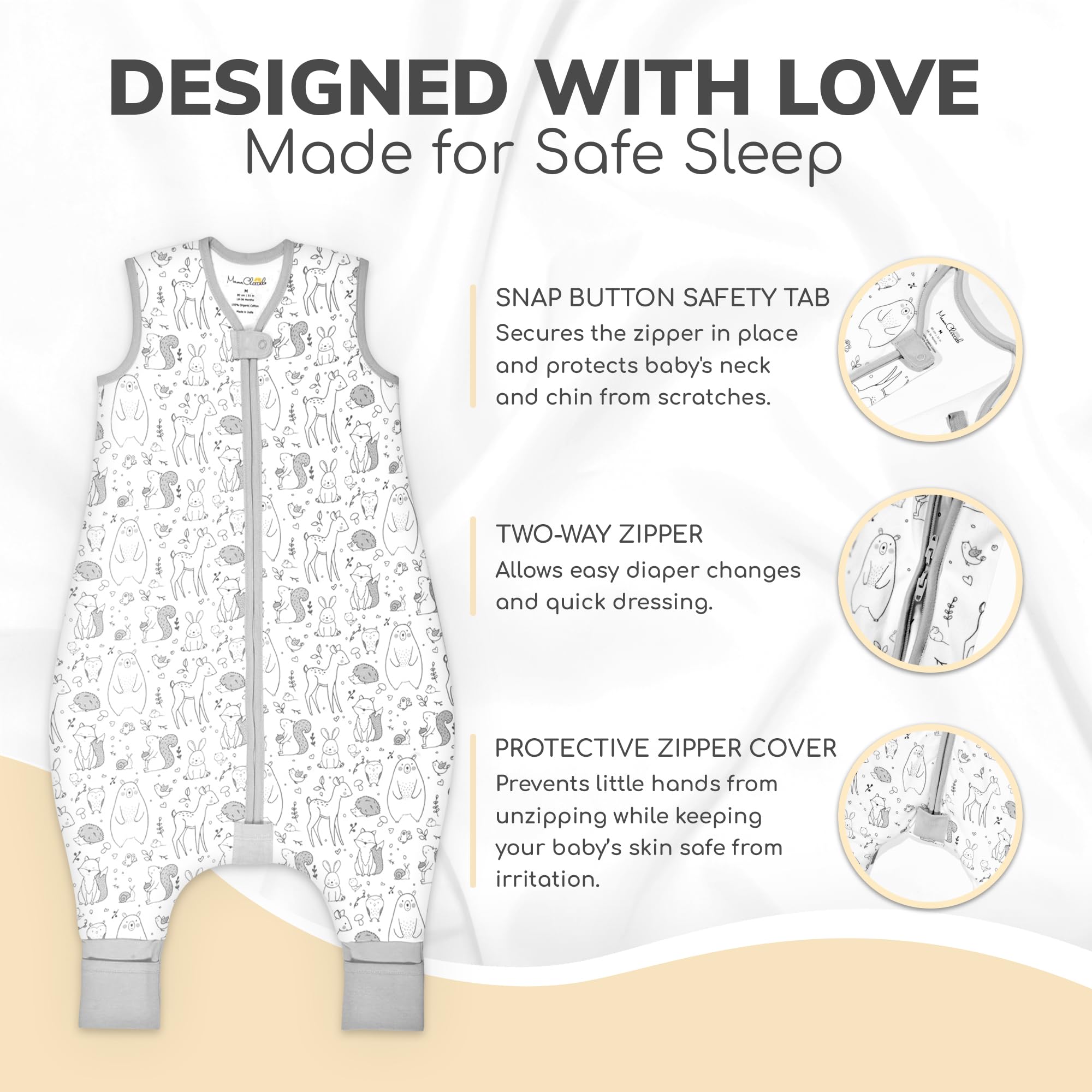Mama Cheetah travel-friendly sleepsack is easy to pack for trips.