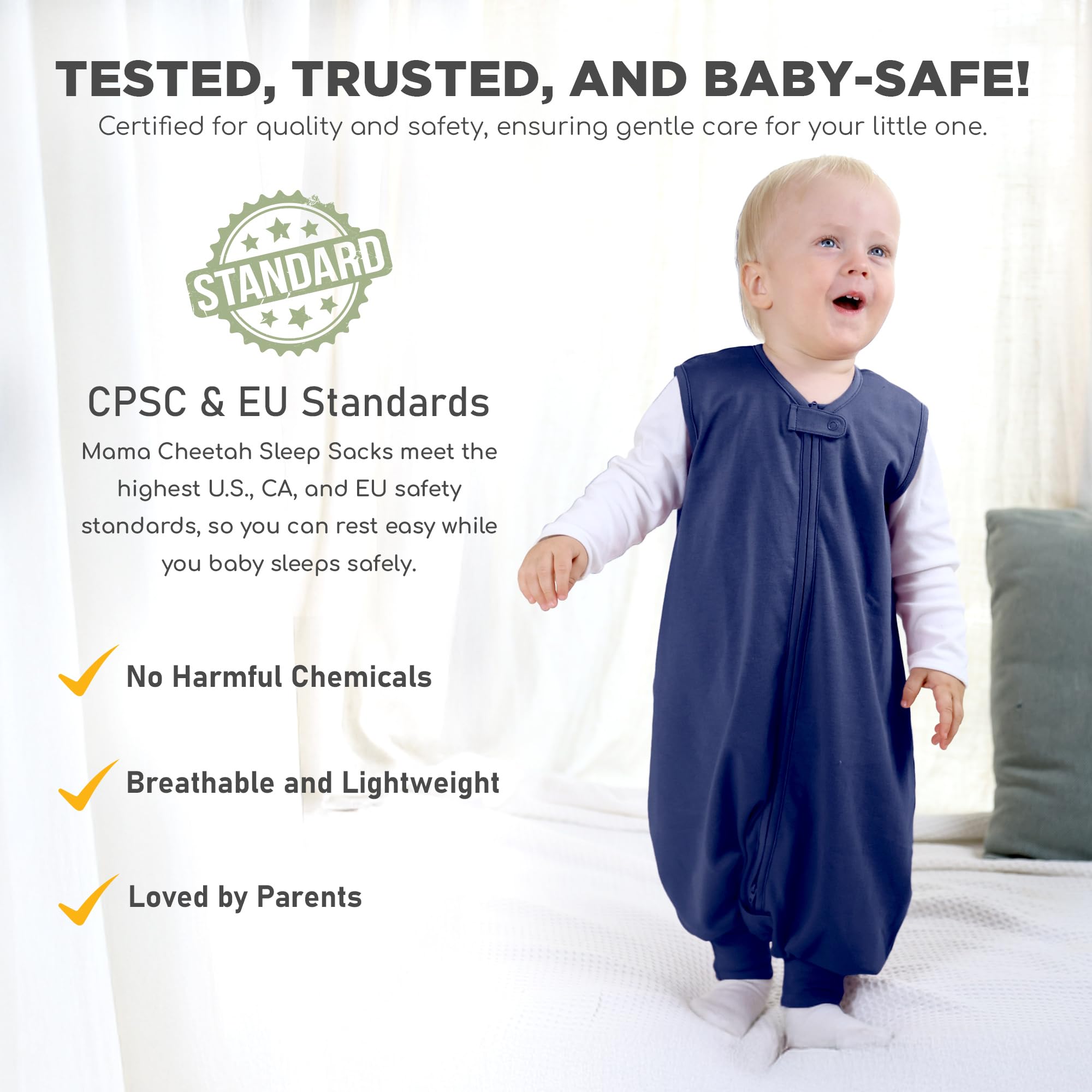 Mama Cheetah travel-ready sleep sack packed for trips