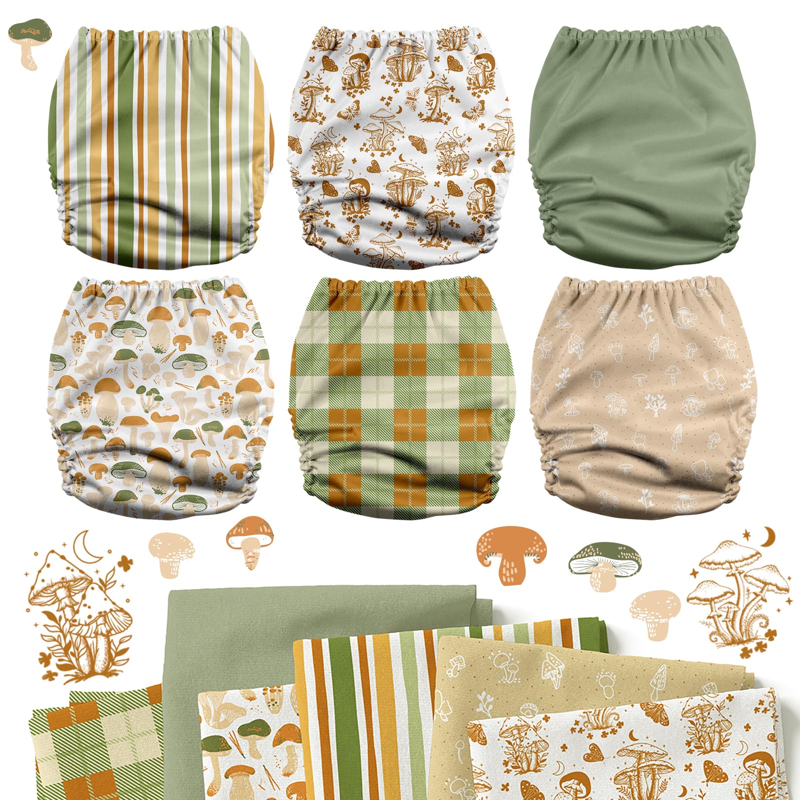 Six adjustable five-layer natural inserts bundled with Mama Koala 3.0 for flexible absorbency.