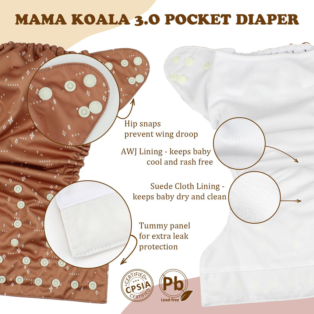 Mama Koala diaper back opening eases insert stuffing
