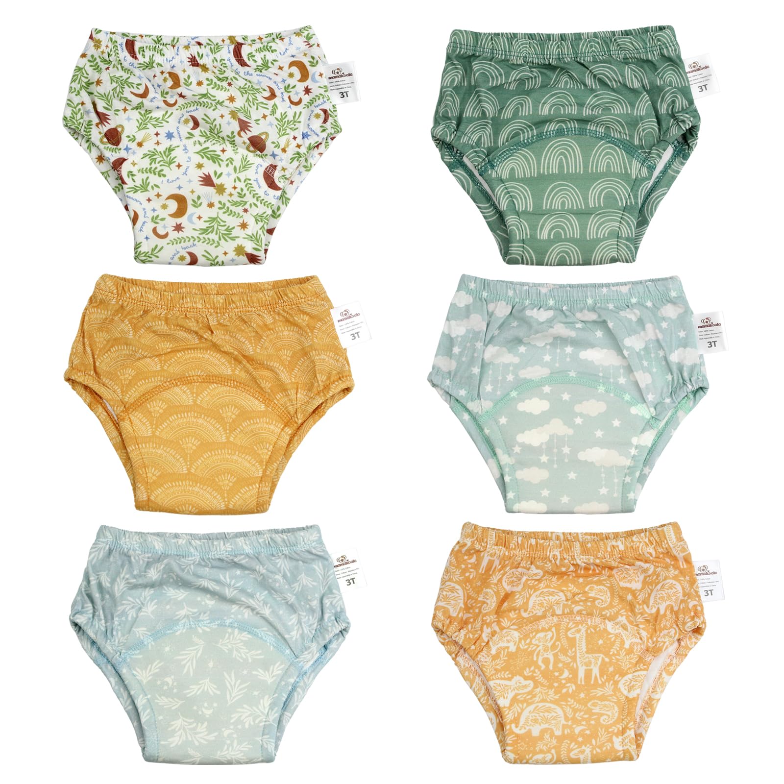 Mama Koala potty training pants pack shot shows a 6-pack for 3T, convenient rotation.
