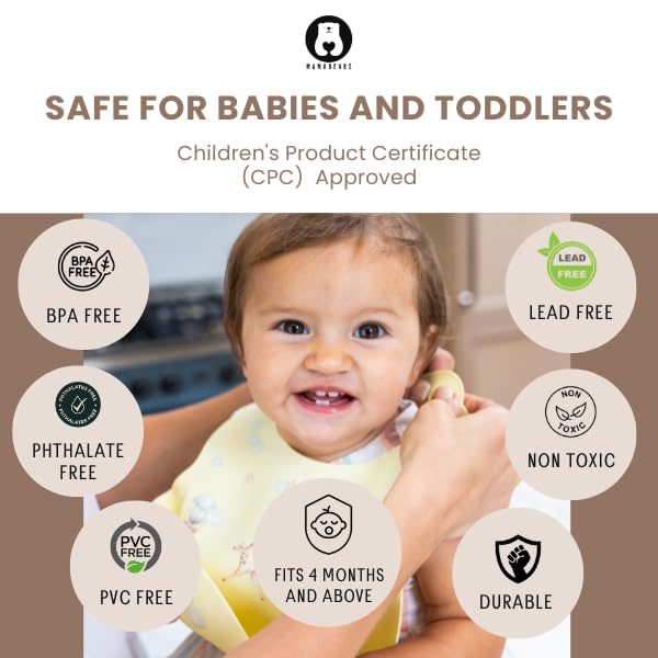 Mamabears adjustable neck strap on bib provides a comfortable fit as babies grow