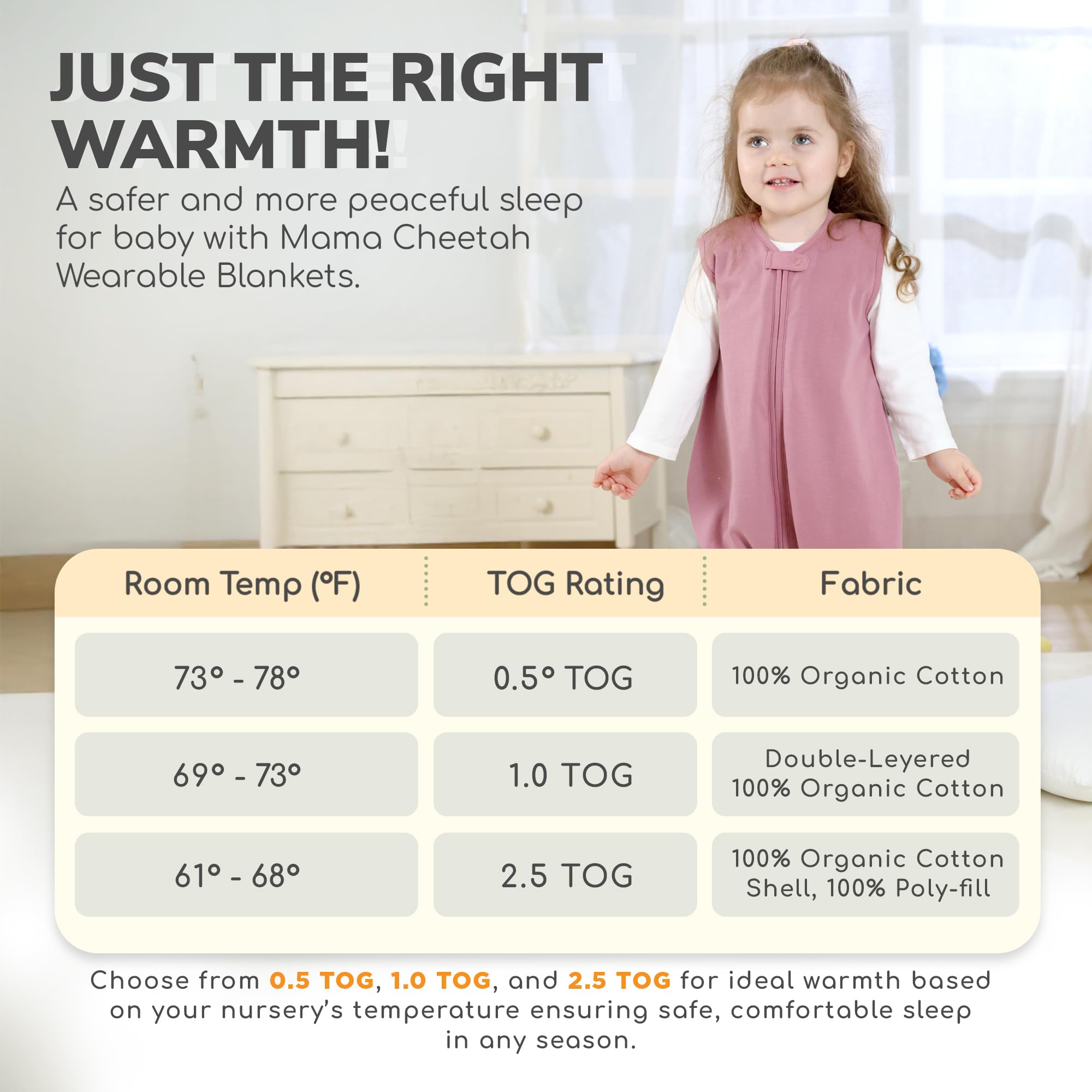 Mama Cheetah four sizes help you find a growing baby's perfect fit.