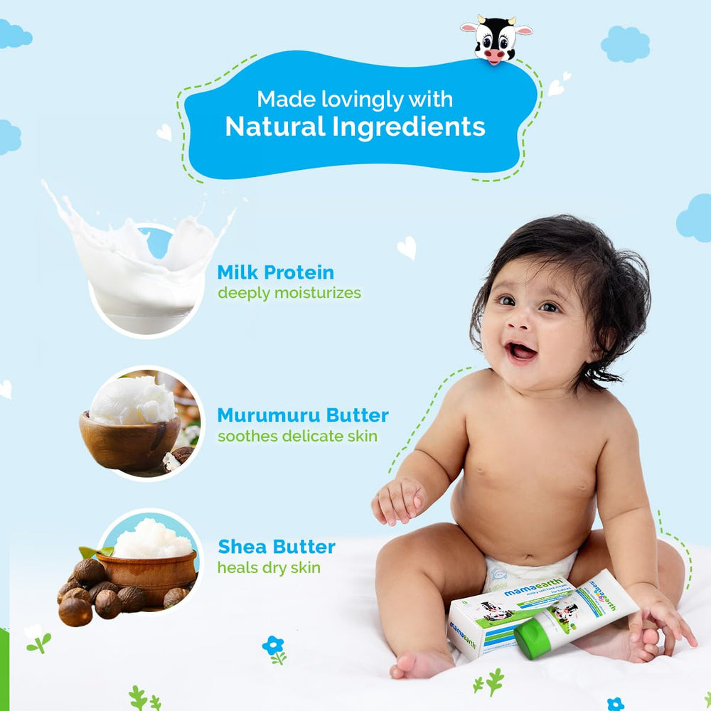 Baby’s cheeks after applying Mamaearth Milky Soft Cream.