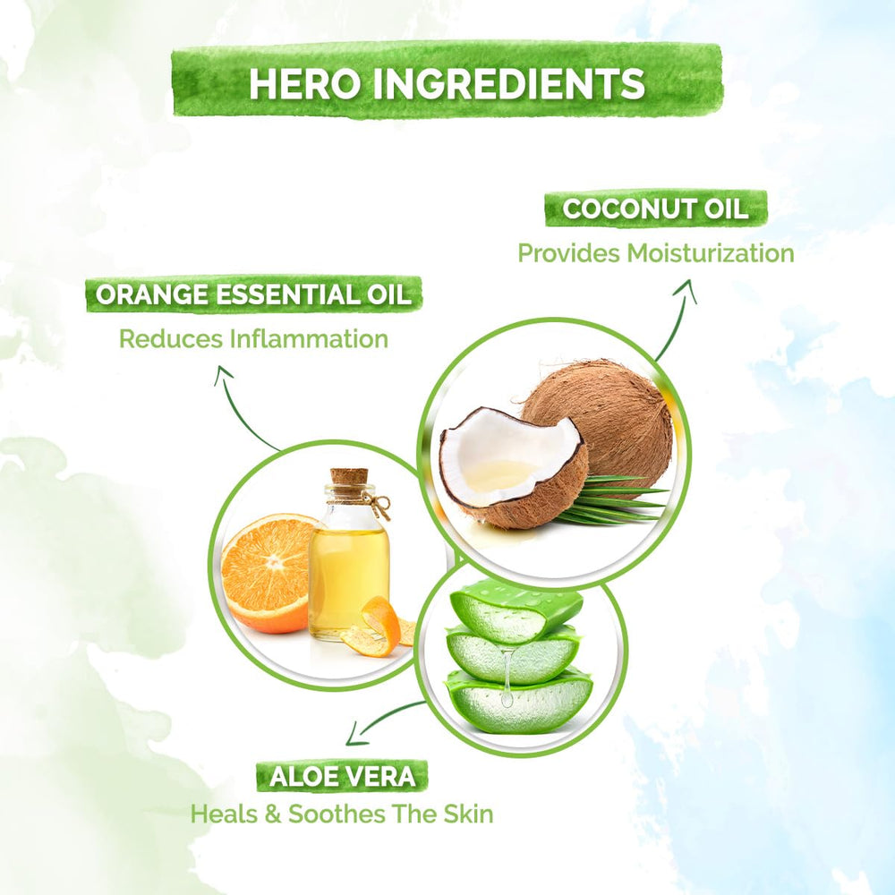 Mamaearth aloe vera coconut cleanse preserving moisture on baby skin.