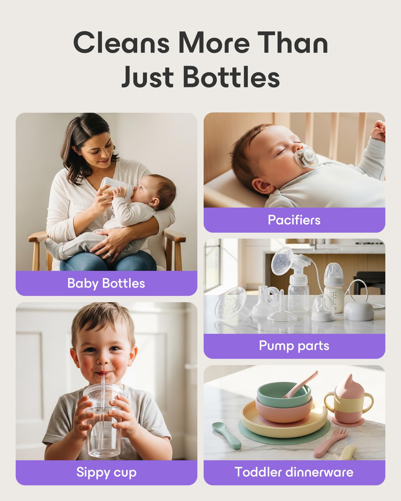Mamapro tablets clean bottles, nipples, and pump parts.