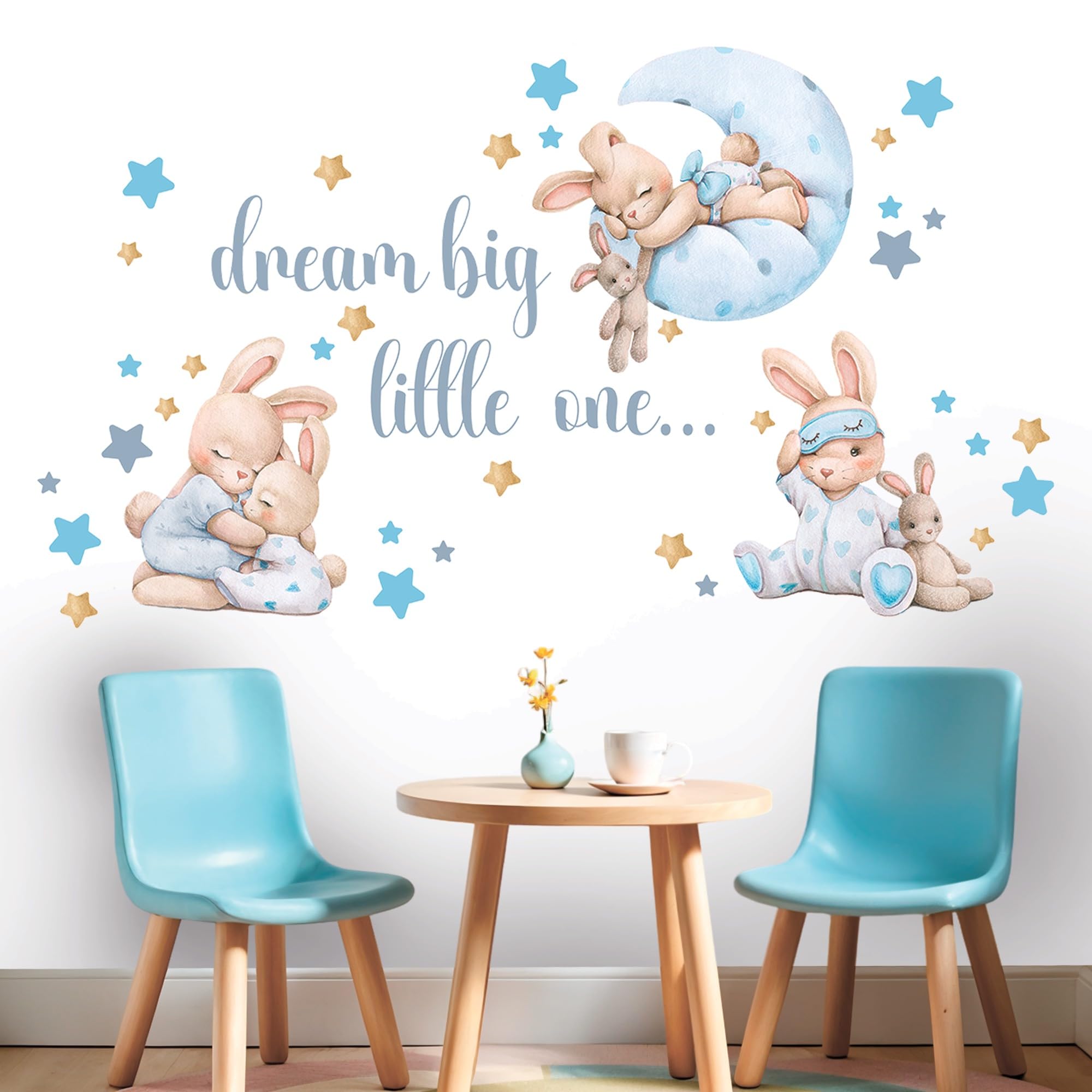 Mamarons Soft pastel nursery decal creates a tranquil room vibe.