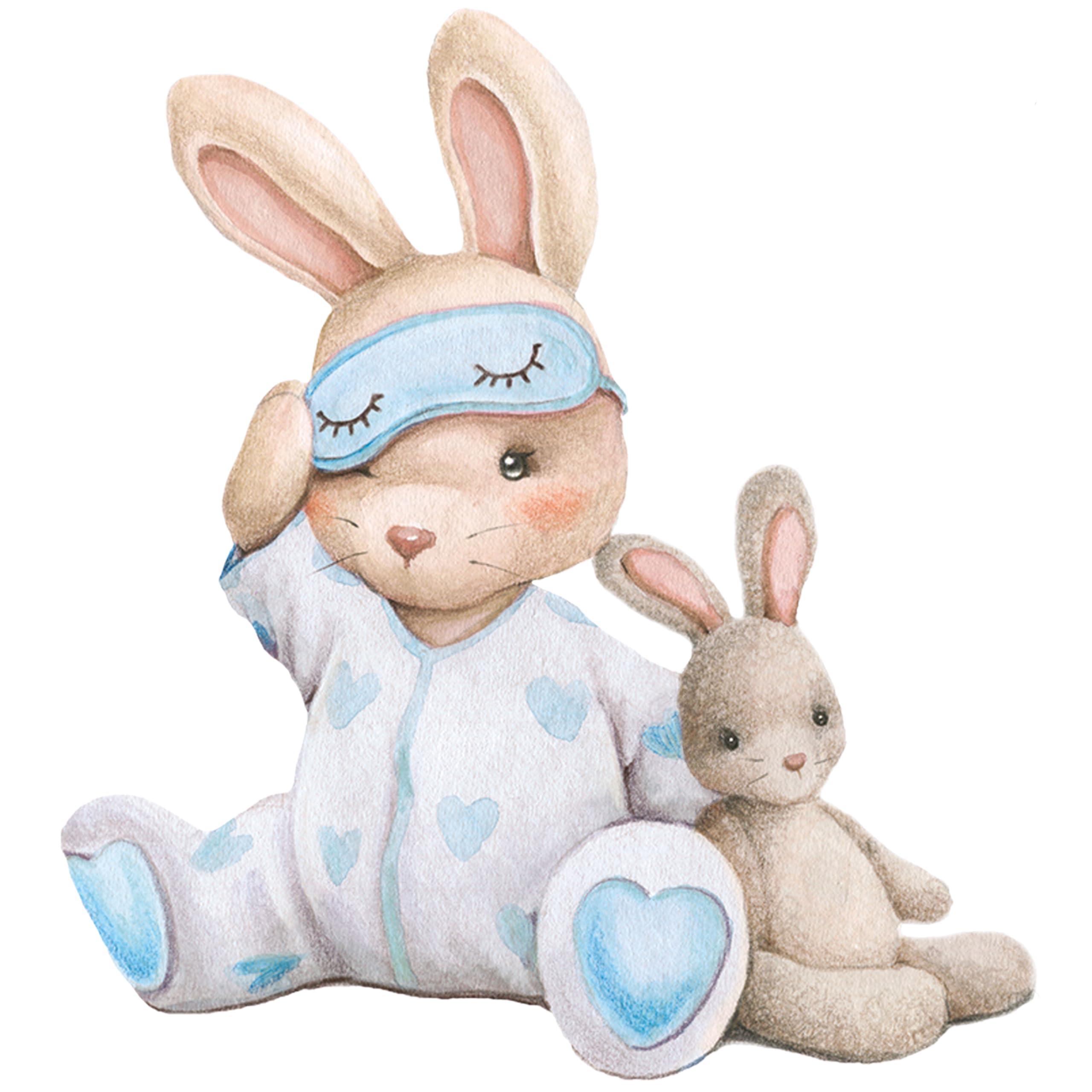Mamarons watercolor rabbit nursery decal creates gentle accents on walls.