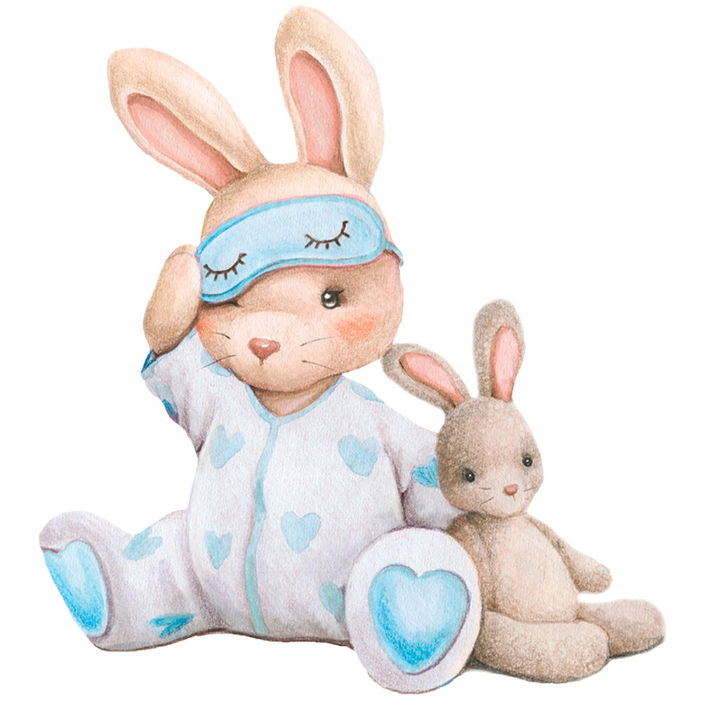 Mamarons watercolor rabbit nursery decal creates gentle accents on walls.