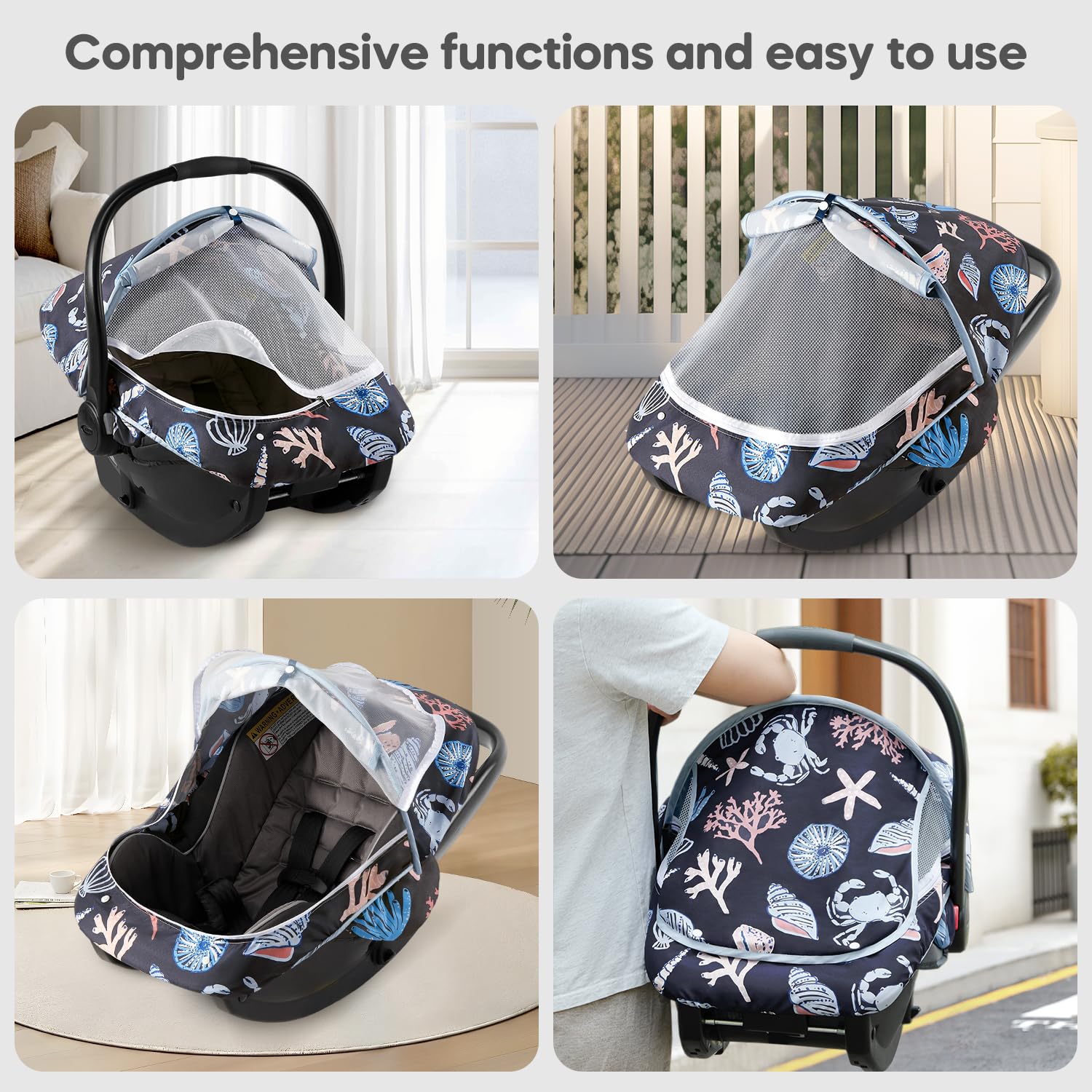 mamatepe 2in1 car seat cover with adjustable closure for versatility