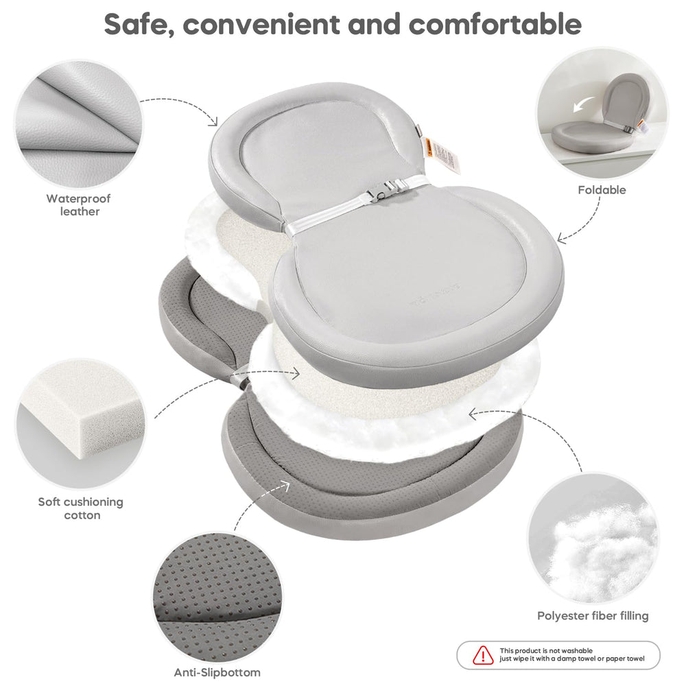 Mamatepe compact storage-fold gray changing pad for tidy nursery