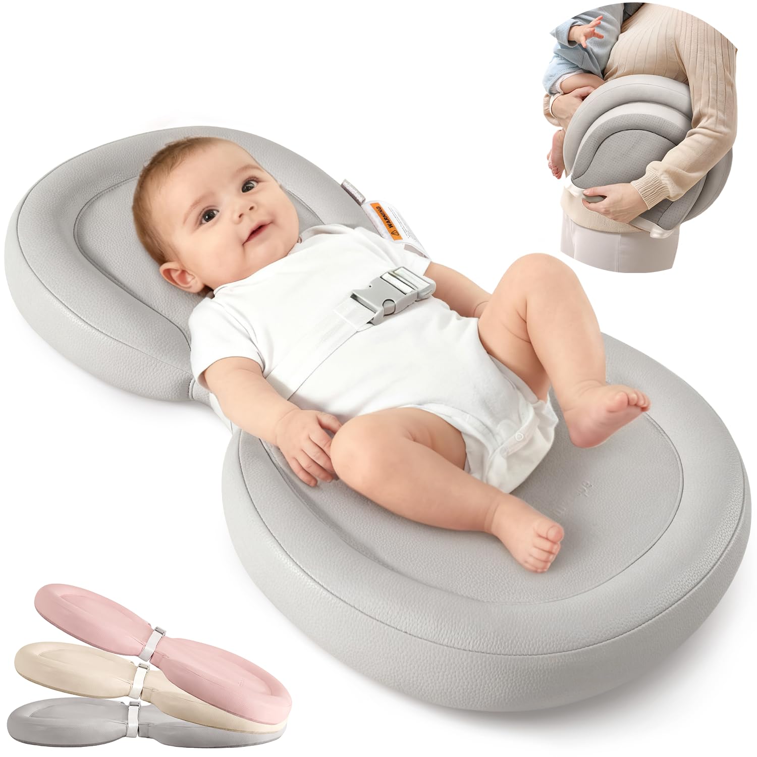 Mamatepe baby changing pad with waterproof gray surface for easy cleanups