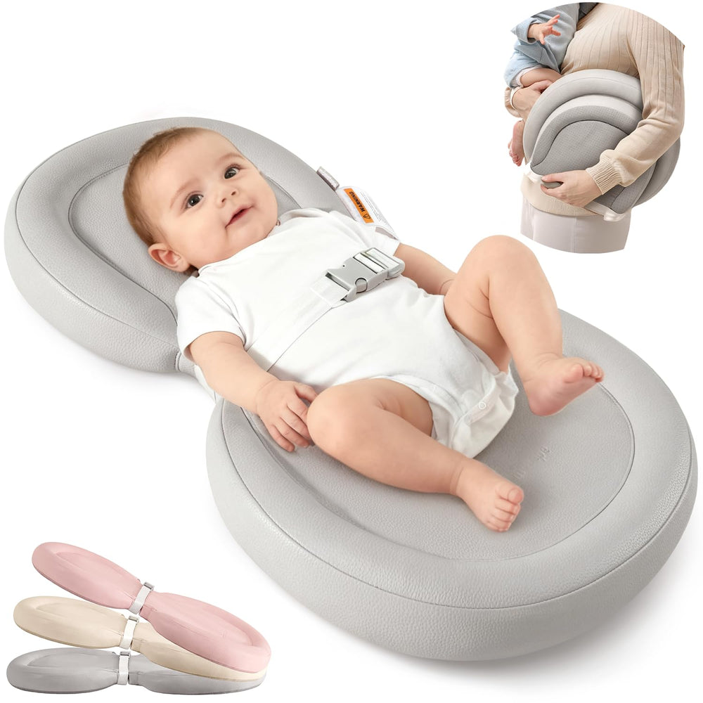 Mamatepe baby changing pad with waterproof gray surface for easy cleanups