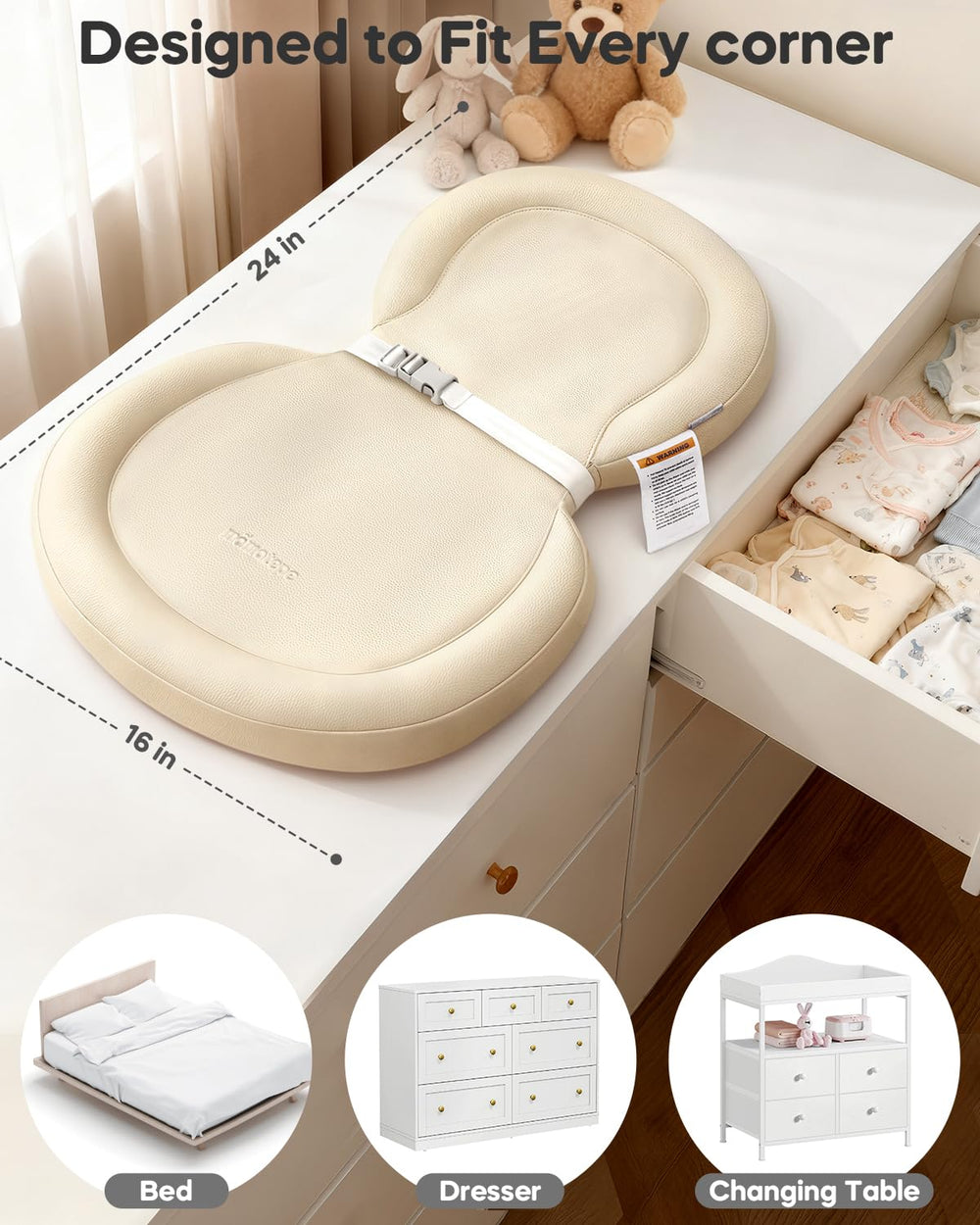 mamatepe changing pad on dresser or table for versatile use