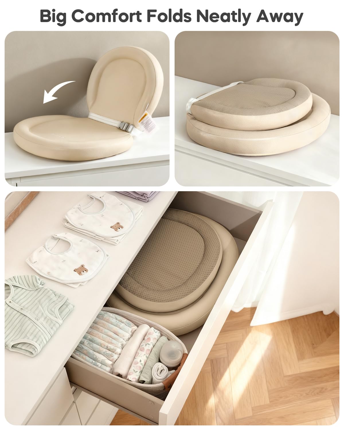 mamatepe changing pad non-slip base with adjustable strap keeps baby secure