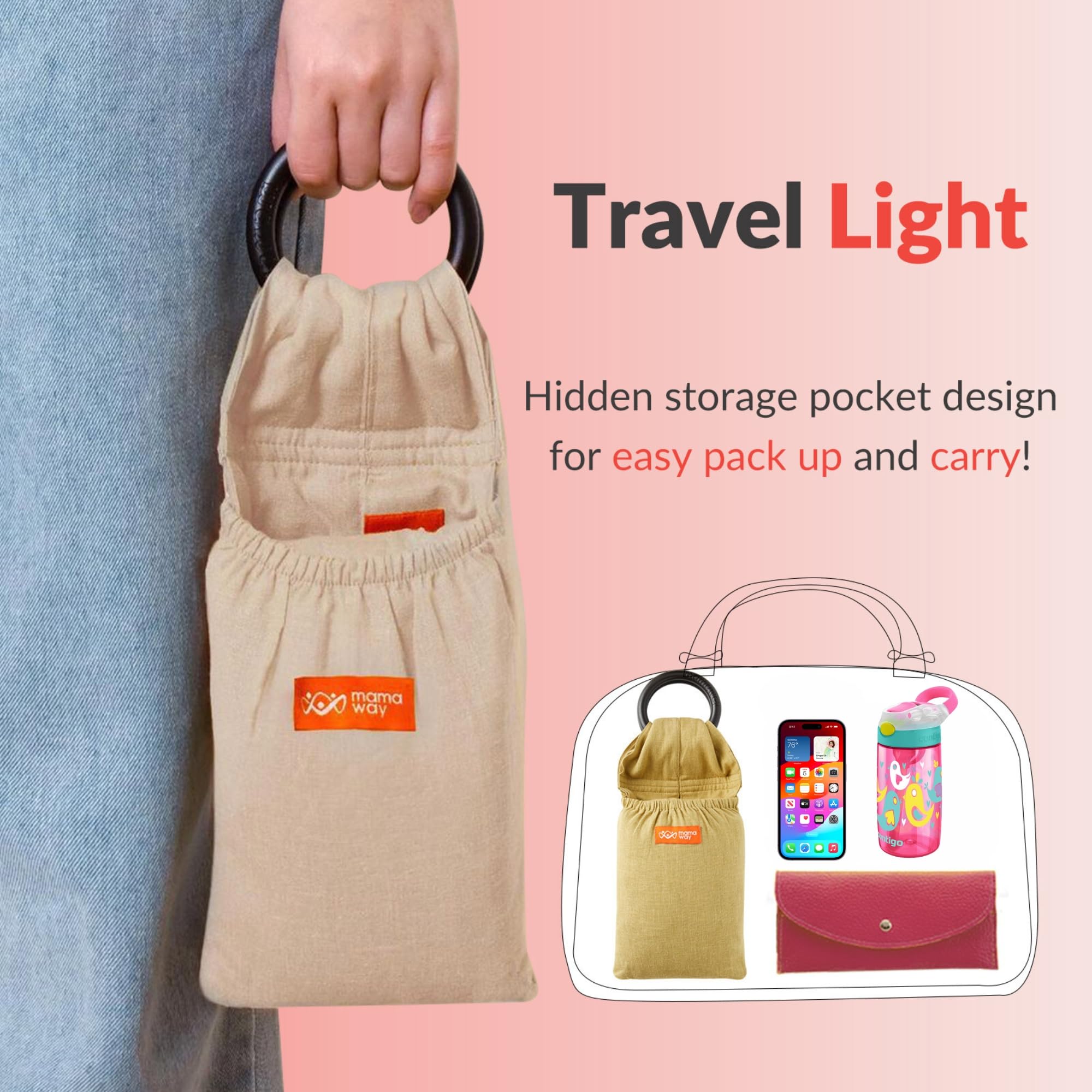 Mamaway sling on the go supports breastfeeding while out