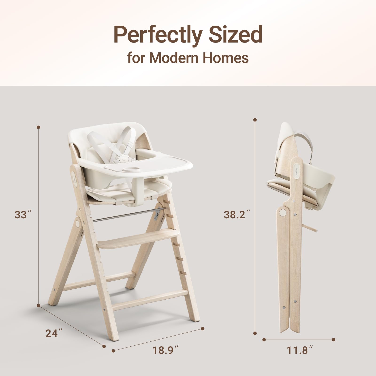 MAMAZING GrowPod Pro wooden high chair guard bar for safety