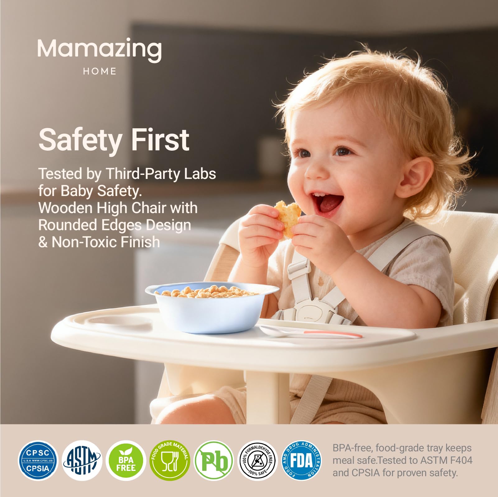 MAMAZING GrowPod Pro wooden high chair premium solid wood design