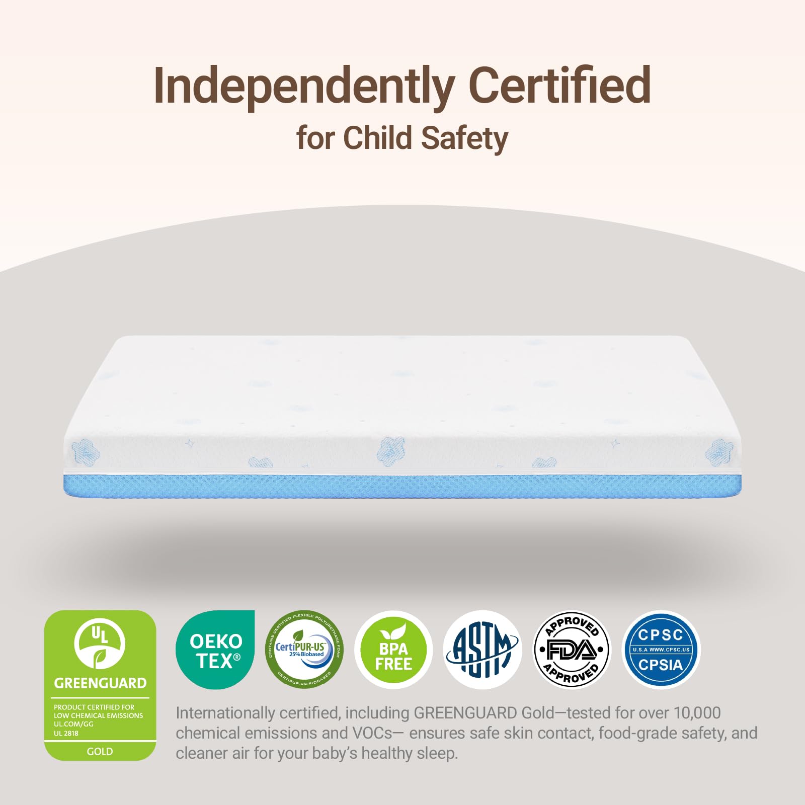MAMAZING certification label indicating safe materials and standards.
