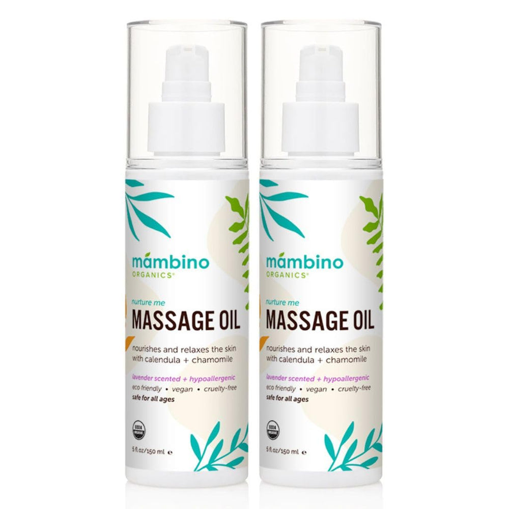 Mambino Organics massage oil after bath for gentle relaxation and calm skin care