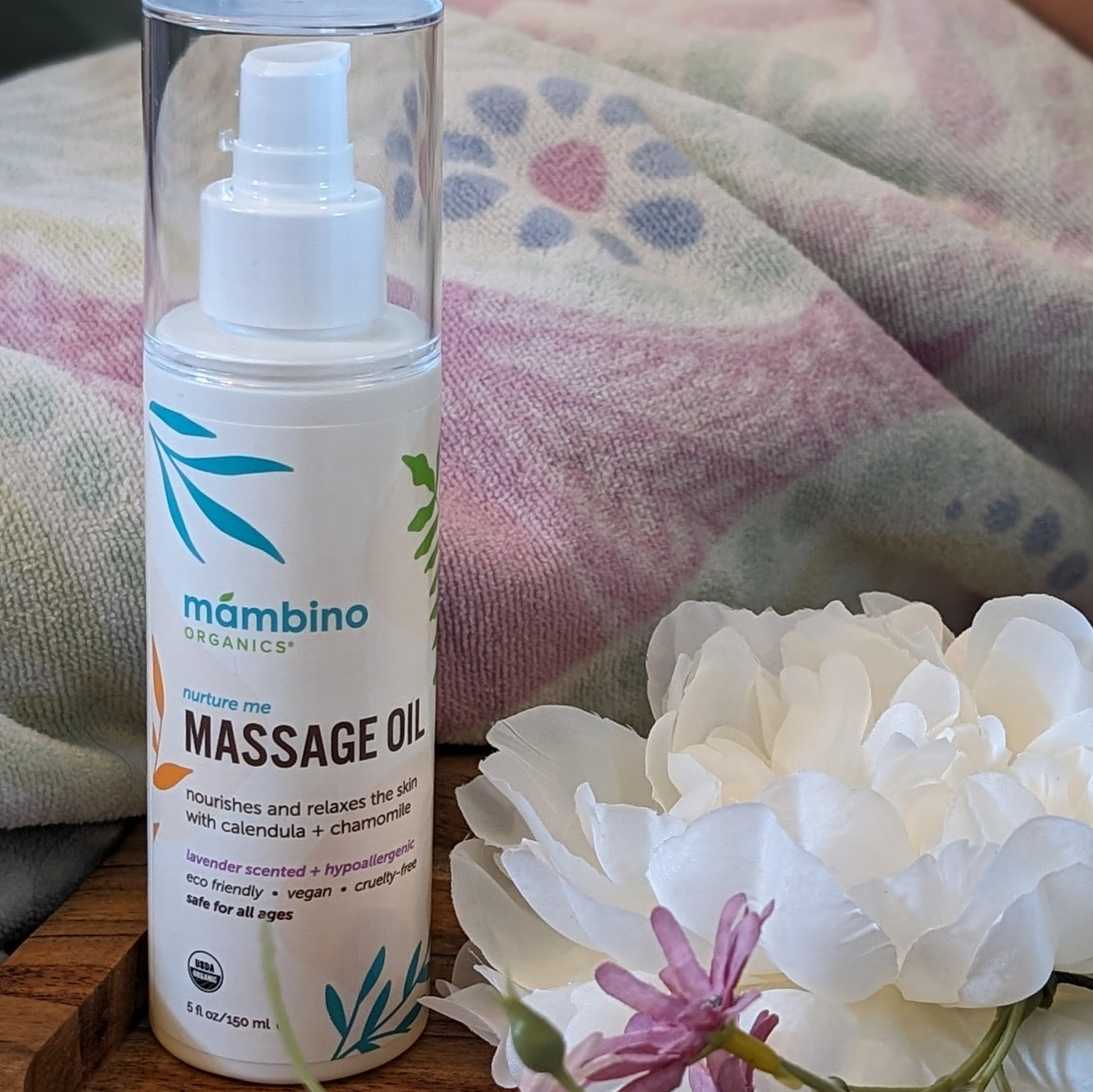Safe for all skin types with Mambino Organics post-bath oil