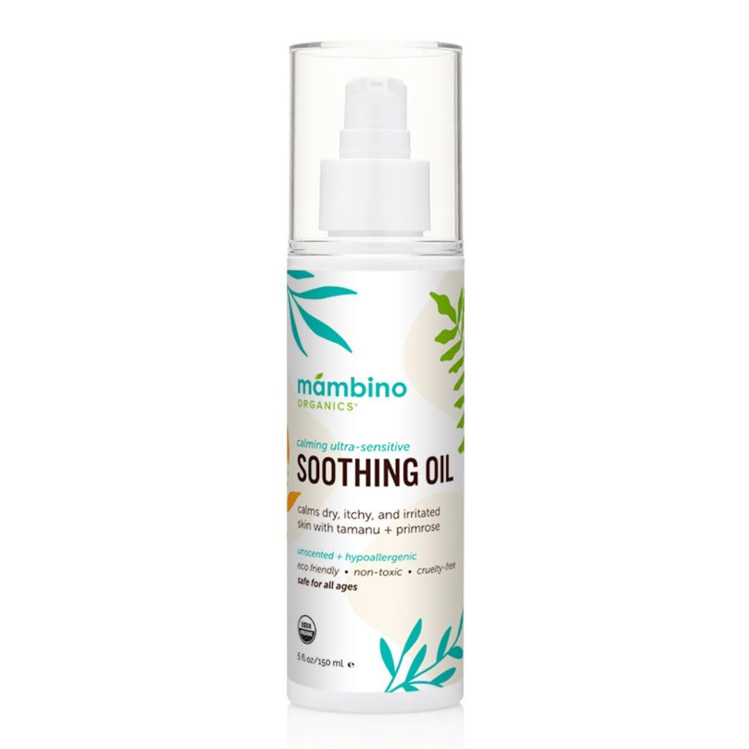 Mambino Organics Soothing Baby Oil with jojoba oil for gentle hydration on delicate skin
