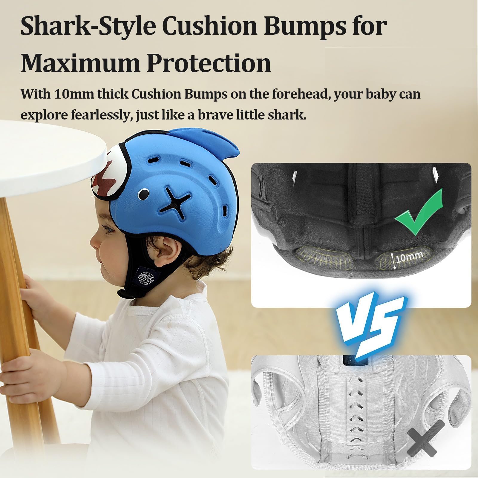 Side view of MAMBOBABY GUARD Shark, sleek profile and adjustable fit.