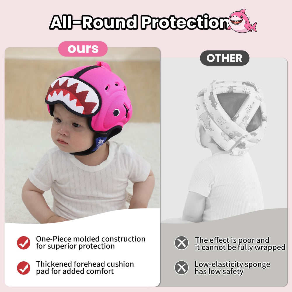 Mambobaby Shark adjustable headband demonstrates secure fit for growing toddlers.