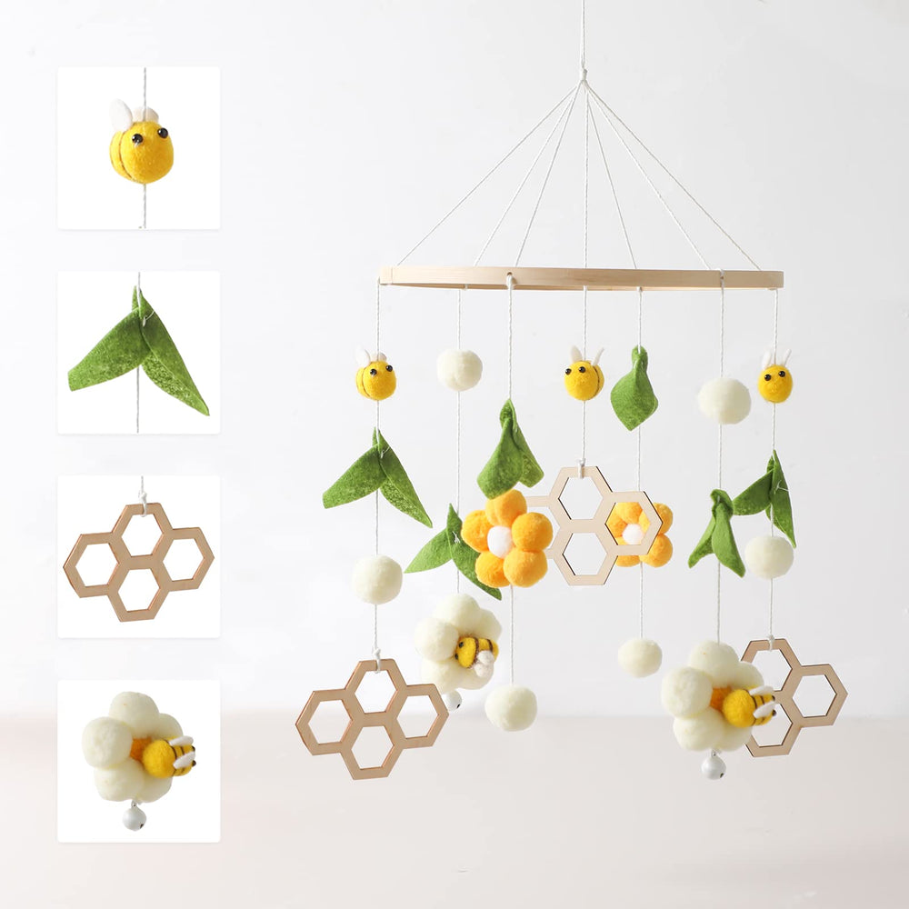 Bee Bedbell chimes softly to attract baby's attention and stimulate visual interest