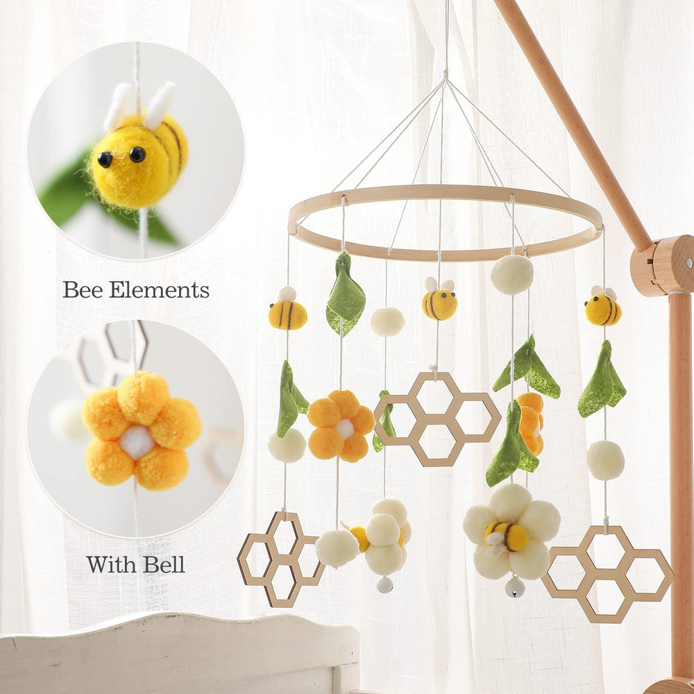 Handmade felt balls and wooden beads highlight craftsmanship and safety