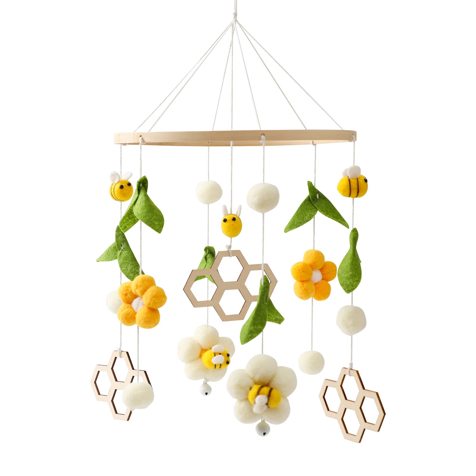 Mamimami Home Bee Bedbell wooden crib mobile with bells for a soothing nursery ambiance