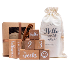 Mamimami Home milestone blocks set for six pieces, ideal for baby photos.