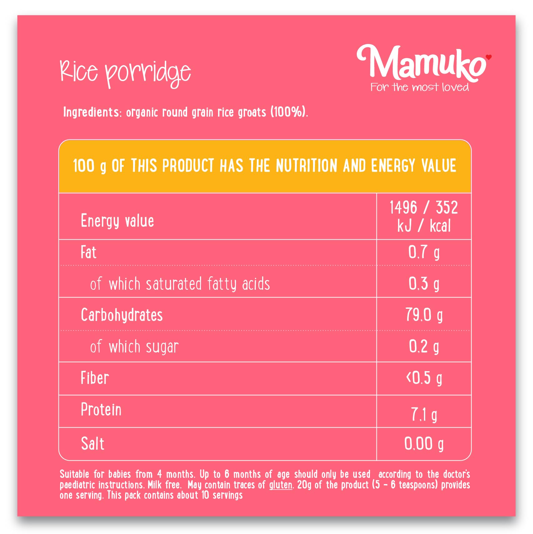 Mamuko Organic Rice Porridge serving bowl prepared for quick, nourishing feeding