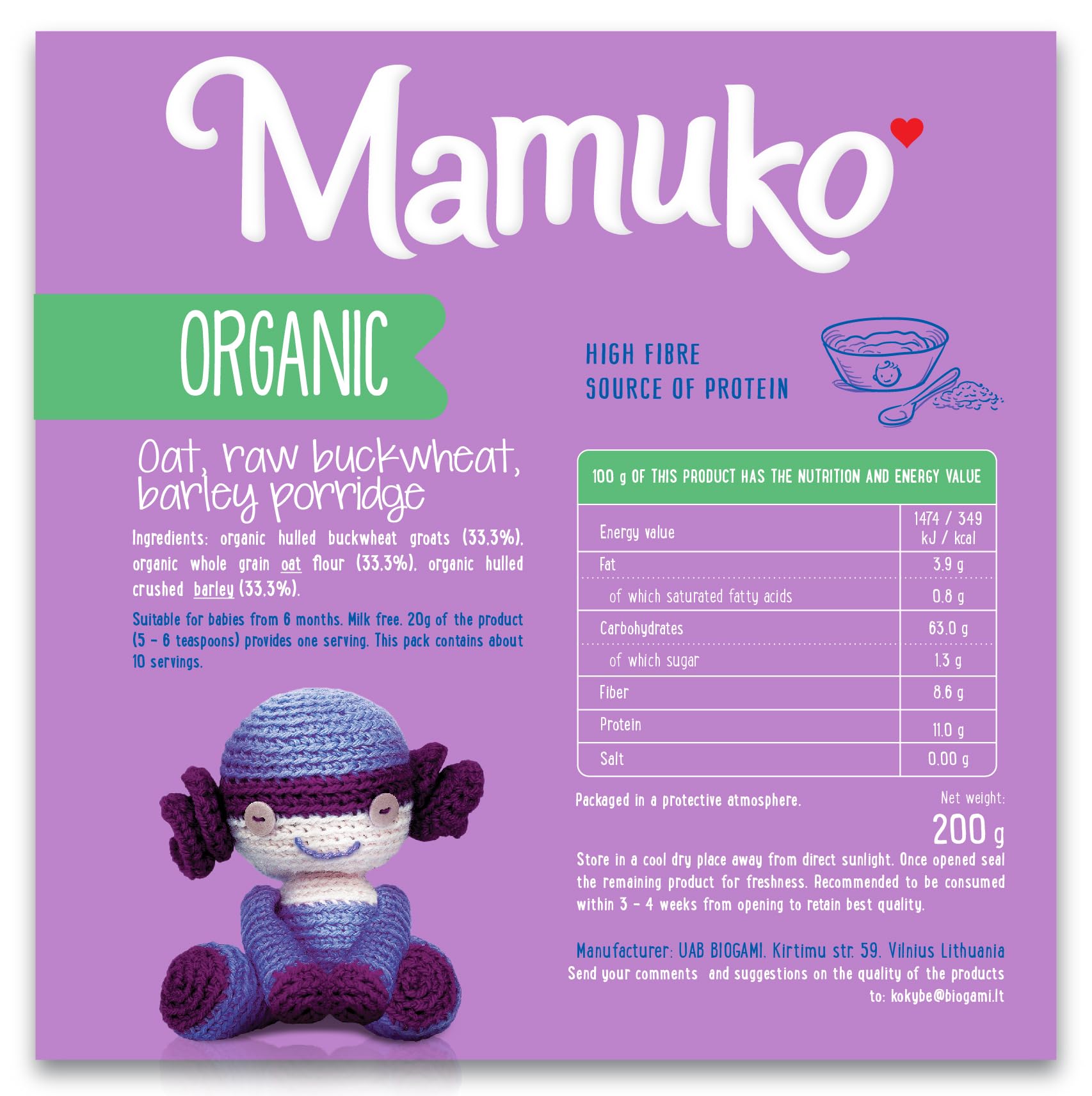 MAMUKO porridge vegan dairy-free formula: plant-based toddler nutrition.