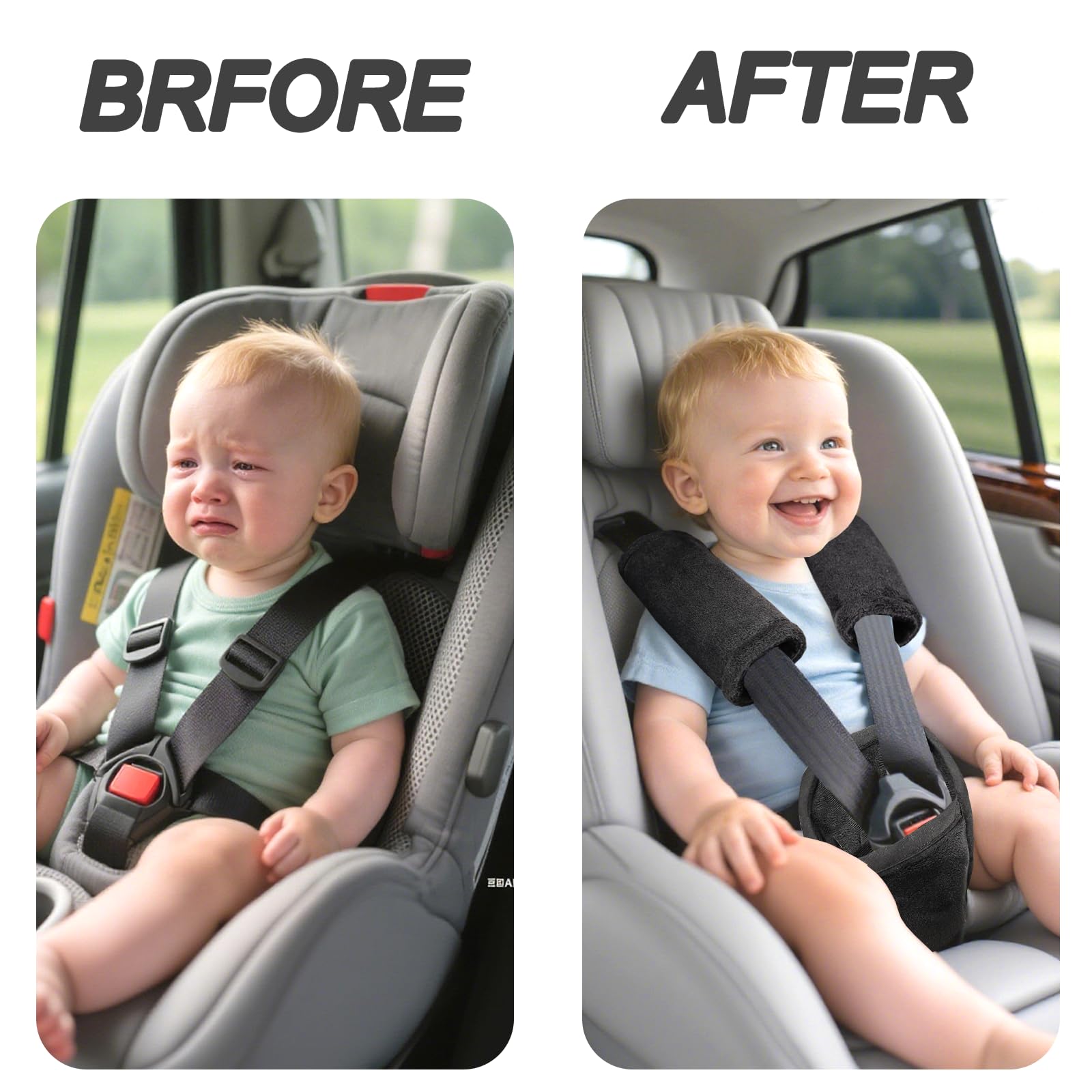 Man Fai Sky adjustable straps fit most car seats and strollers.