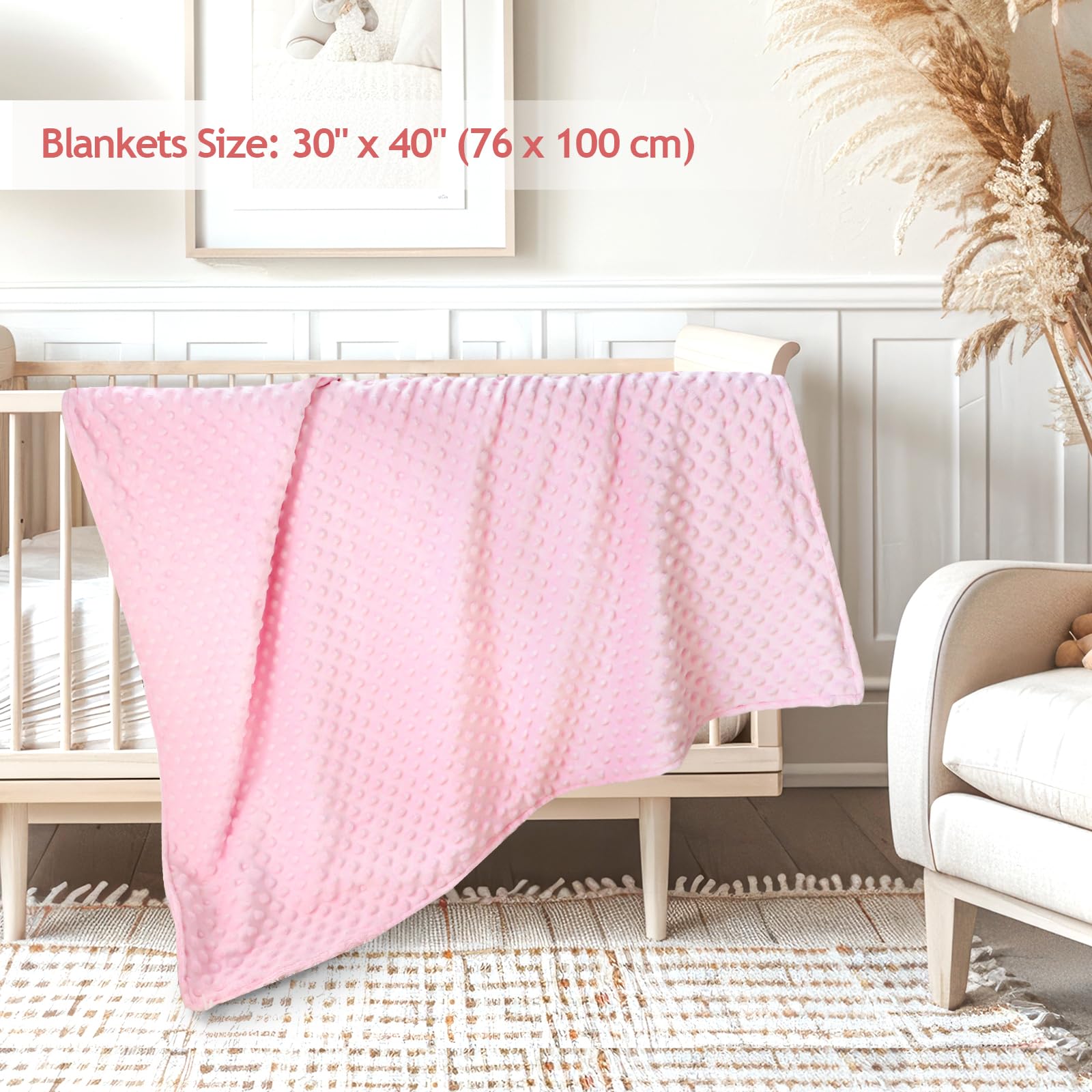 Man Fai Sky pink 30x40 inch blanket suitable for crib, stroller, or car seat.