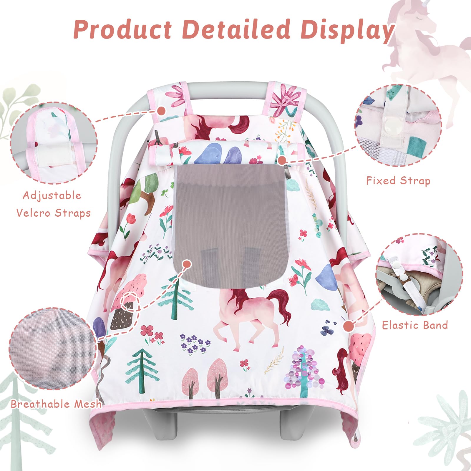 Man Fai Sky lightweight, foldable baby car seat cover in pink