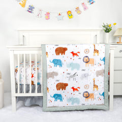 Man Fai Sky comforter in baby crib bedding set, soft and cozy for restful naps