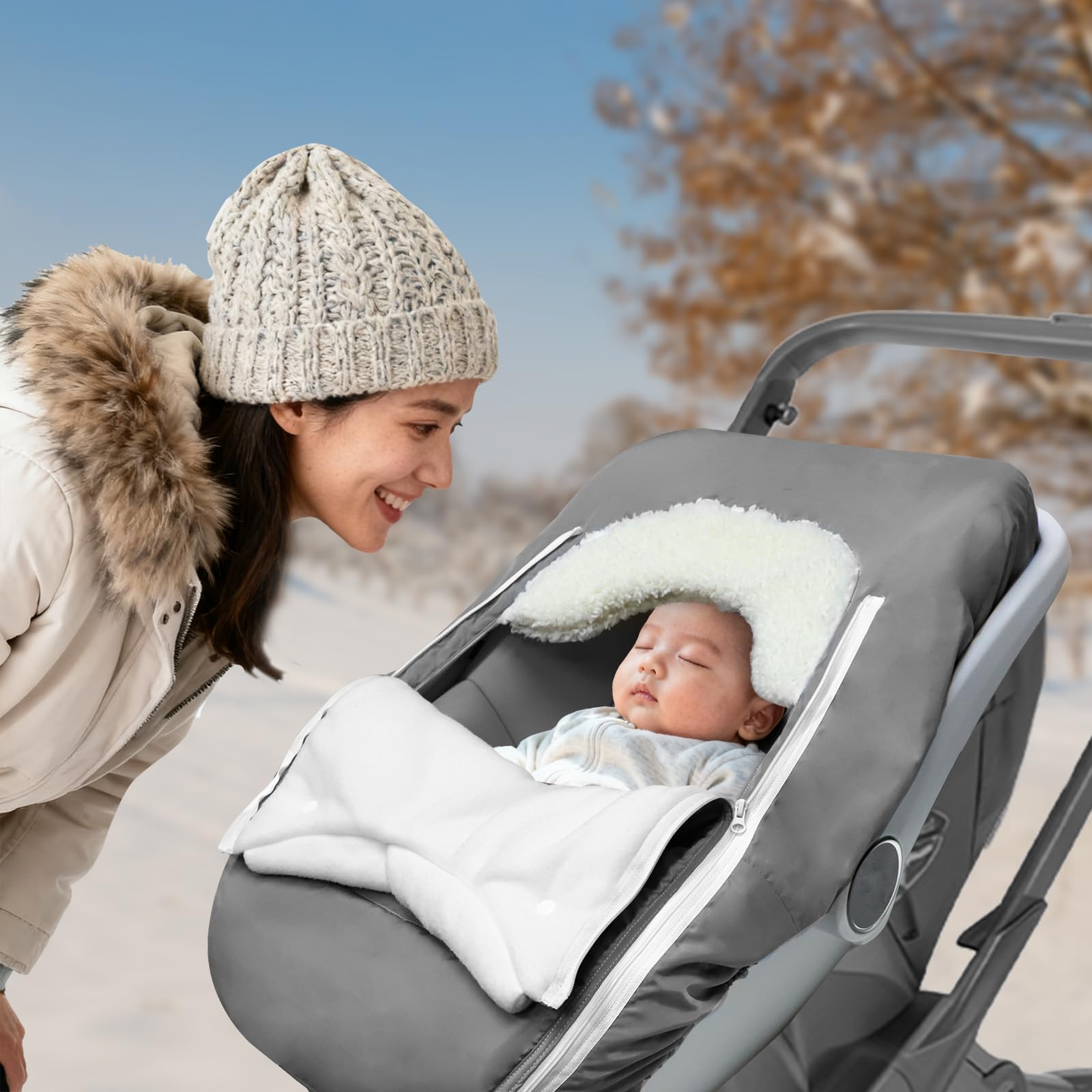 Man Fai Sky inner fleece lining keeps your baby warm.