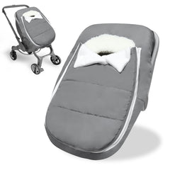 Man Fai Sky windproof outer shell protects baby during outdoor rides.