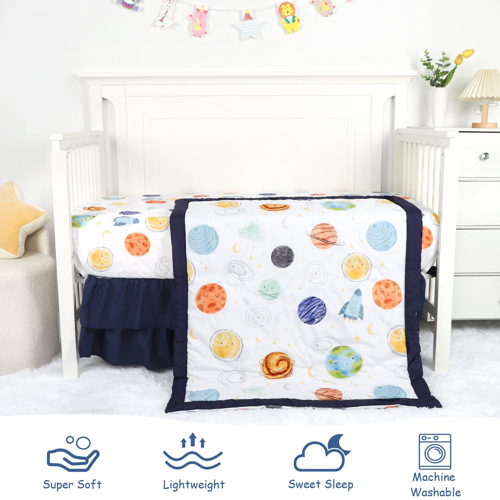 Man Fai Sky Planets crib sheet provides soft breathable surface