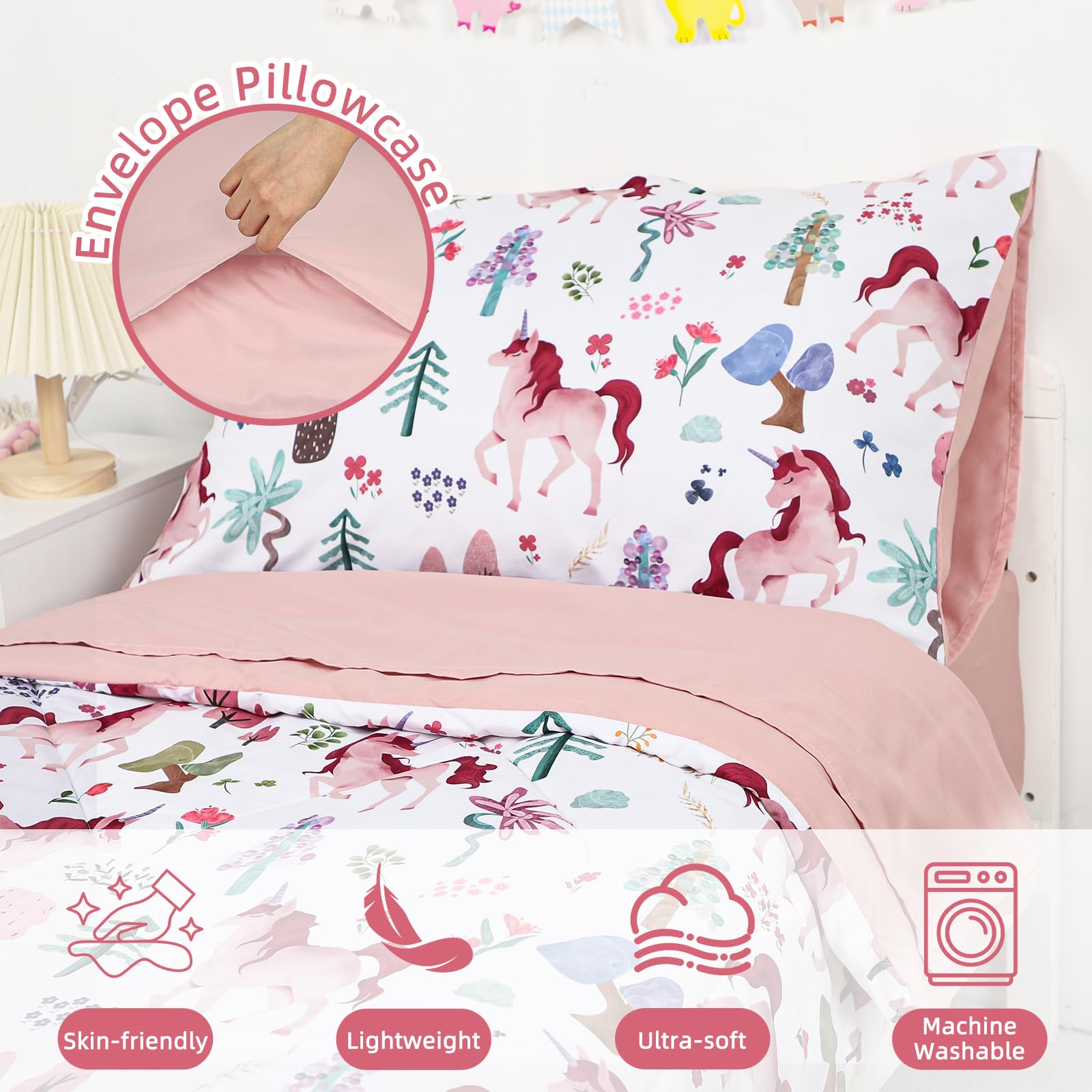 Man Fai Sky forest pillowcase adds easy-care comfort for kids.