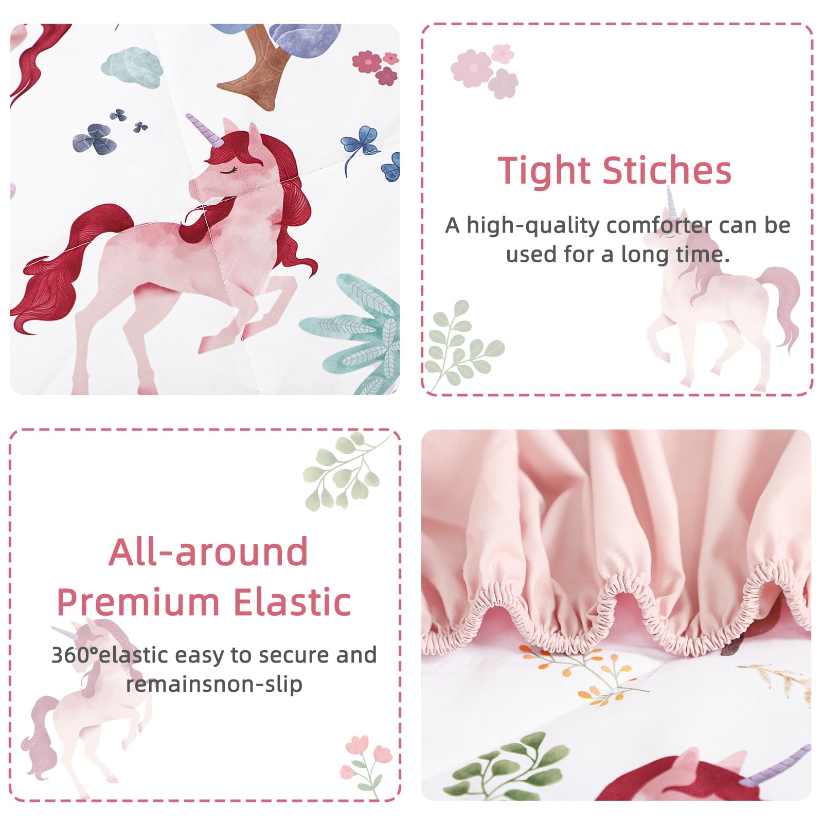 Man Fai Sky unicorn pattern set enhances a girl's bedroom vibe.